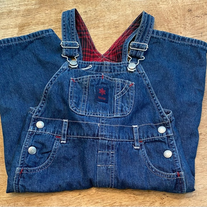 Vintage Baby‎ Gap Unisex XL 18-24 Months Plaid Lined Cotton Denim Overalls